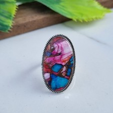 Unique Pink Oyster Turquoise Ring 925 Sterling Silver Wedding Gift Ring PG8625