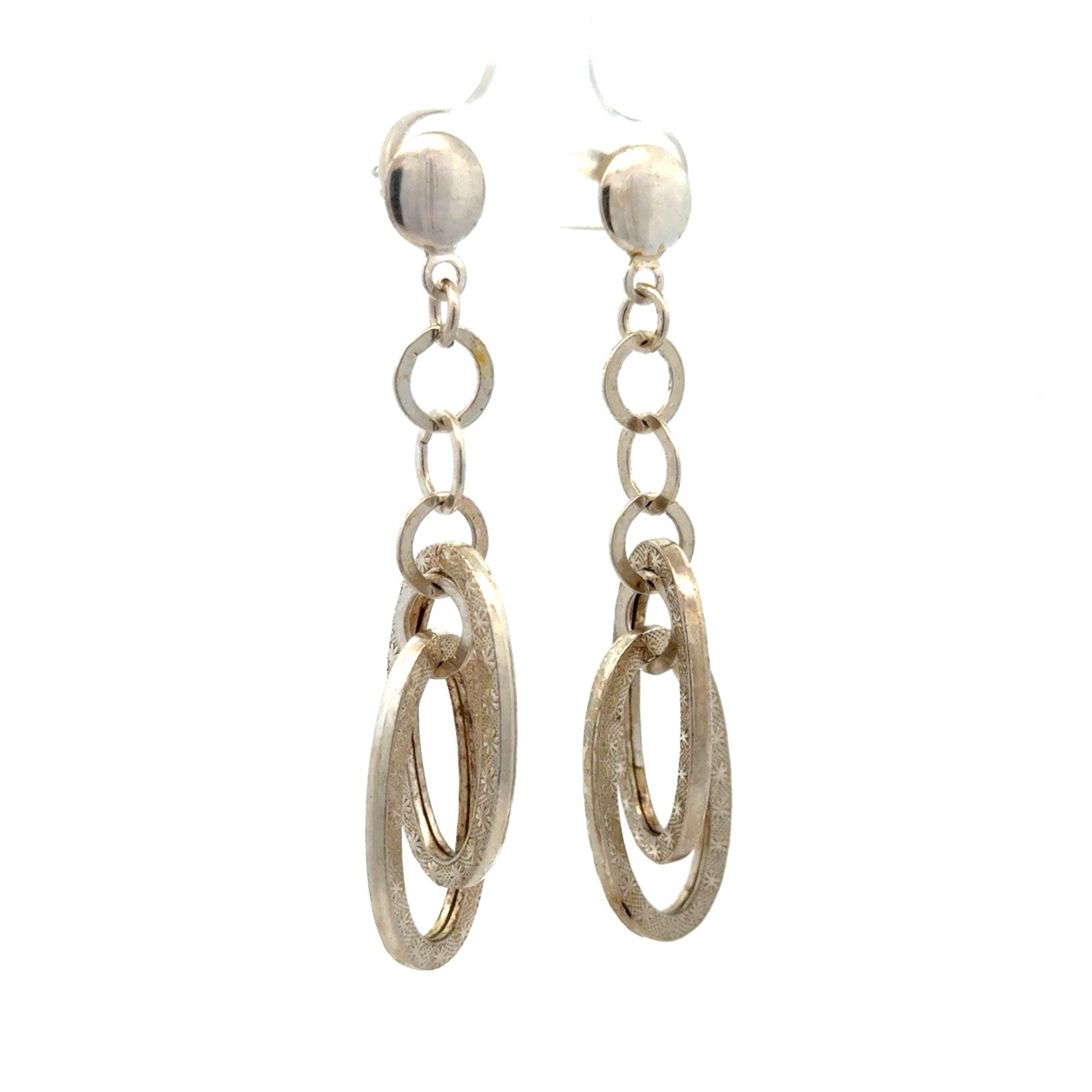 Sterling Silver Interlocking Round Oval Link Stat… - image 2