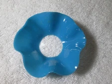 Vintage Blue Thin Glass Bobeche Ruffled Curved Edge Candle Wax Catcher