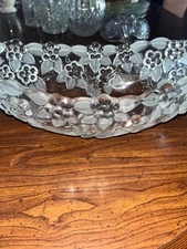 VTG Walther Crystal Glass Serving Bowl Floral Leaf Design, Not Marked . Mikasa