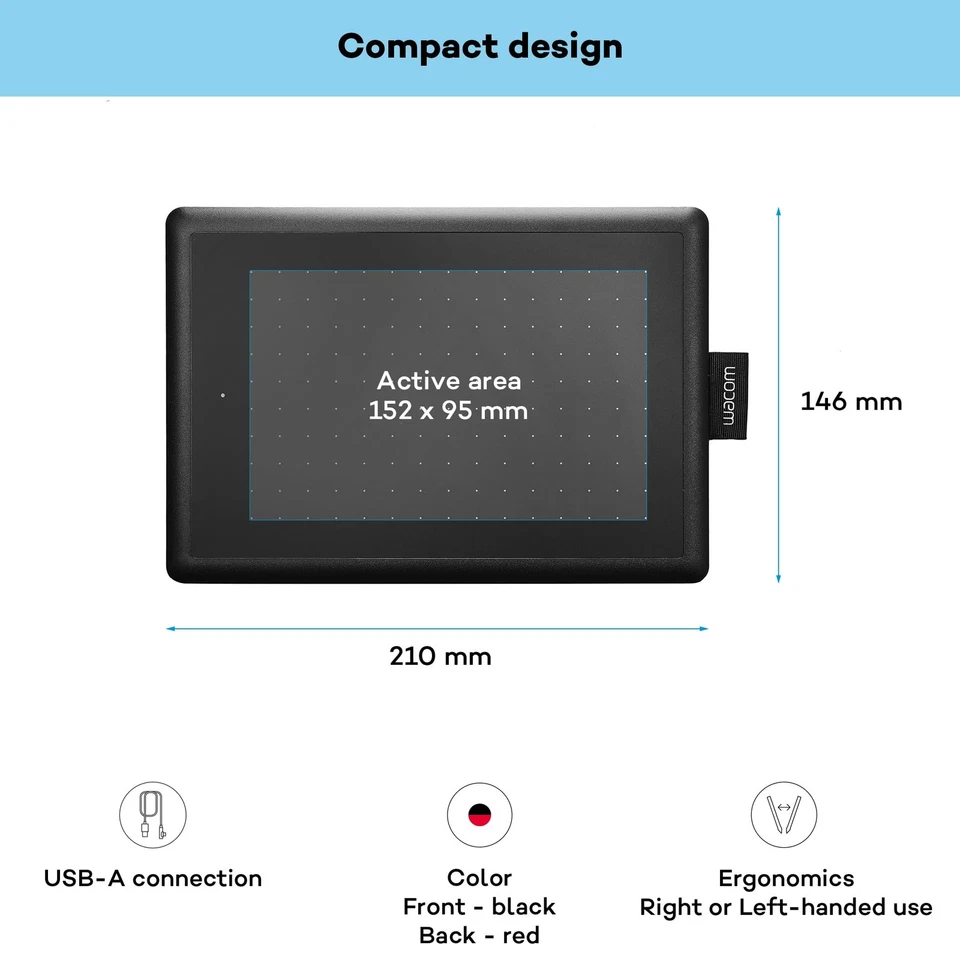 Onebywacom Small Tavoletta Grafica Con Penna Nero - Immagine 3 di 4