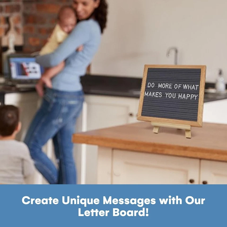 Felt Letter Board 10x10 Inch Gray Sign with 340 Letters Stand Wall Mount - Image 4 of 4