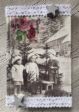 Handgefertigt Vintage Look Deko Buch Nostalgie Weihnachten Kinder  Upcycling-948