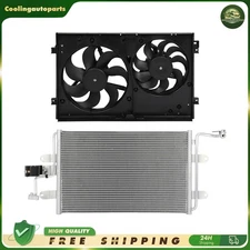 A/C Condenser & Radiator Condenser Cooling Fan For 1999-05 Volkswagen Golf Jetta