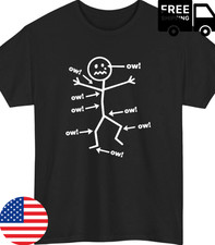 Funny Ow Stick Figure T-Shirt, Pain Humor Graphic Tee, Sarcastic Meme Shirt