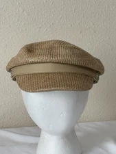 Vince Camuto Women’s O/S Tan Lacquered Paper Braid Straw Flat Cap Hat