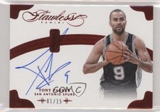 2013-14 Panini Flawless NBA Signatures Ruby 1/15 Tony Parker #NB-TP Auto HOF 3d3