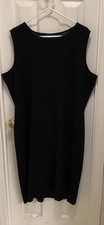 Ming Wang 2XL? Womens Black Classic Midi Straight Dress Sleeveless Wrinkle Free