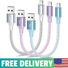 Mfi Certified Short Iphone Charger 1Ft 3Pack,Usb a to Lightning Nylon