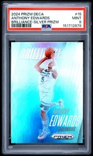 2024 PANINI PRIZM DECA BRILLIANCE SILVER PRIZM #15 ANTHONY EDWARDS PSA 9