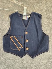 Vintage Billy The Kid Vest Boys 2T Blue Denim Western Snap Up Costume 70s
