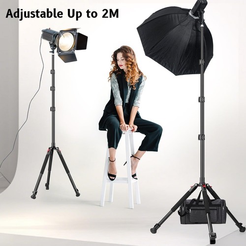Supporto Luminoso per Fotografia, Treppiede Regolabile 6.56ft/200cm in Alluminio con 360... - Foto 3 di 9