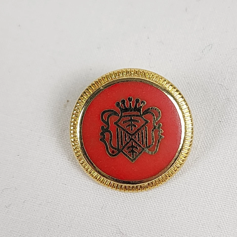 Vintage Coat of Arms Buttons 5 Shank Military Style Red Gold Enamel - Image 2 of 4
