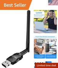 USB Bluetooth 5.3 Adapter: Plug Play Long Range Dongle for PCs and Laptops