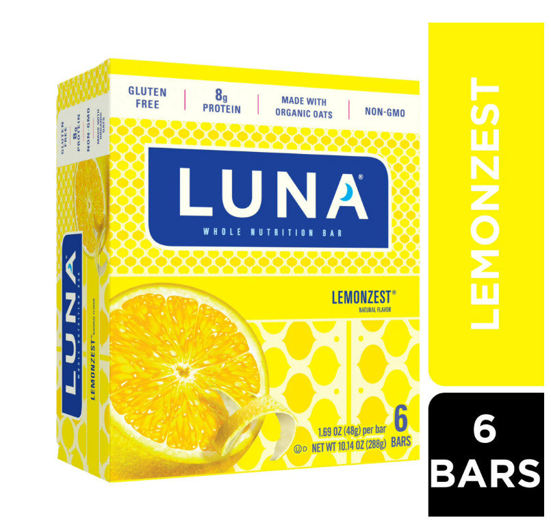 LUNA Bar - LemonZest Flavor - Gluten-Free - Non-GMO - 7-9g Protein - Made with O