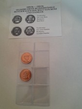 Zwei Kupferpfennig Medaillen, 100 Jahre Betriebsfähige Motorwagen, Benz, Daimler