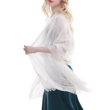 Scarf for Women Lightweight Solid Color Long Fashion Gauze Scarves White Shaw...