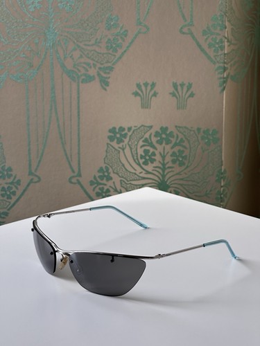 DIOR FLASH Rimless Tined Black / Blue Sunglasses Y2K - Picture 17 of 17