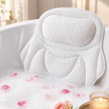 Luxury Bath Pillow for Tub Supporting Head, Neck and Back, Ergonomic 4D Air Mesh