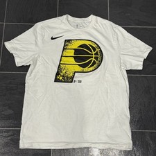 Nike Tee Indiana Pacers NBA White Yellow T Shirt Dri Fit Mens XL BASKETBALL
