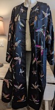 Vintage Kimono, Robe, Satin, Embroderied, Lined, has wear to it. Sz M