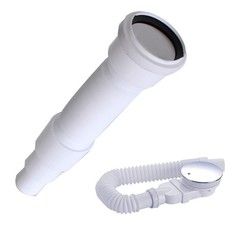 New Waste Flush Pipe Connect Hose 50mm Drain Hose Extendable Flexible 1M