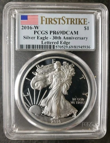 2016 W Proof $1 American Silver Eagle Dollar PCGS PR69 DCAM