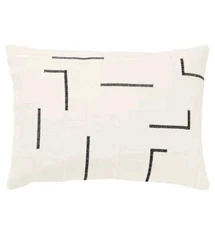 Rizzy Home Oversize Geometric Throw Pillow 14x20in Ivory/ Black Removable Cover