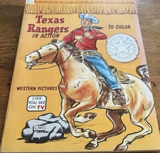Vintage Unused Samuel Lowe Coloring Book - Texas Rangers In Action