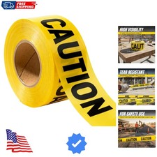 Yellow Caution Tape 3 inch x 1000 feet, Bright Yellow w/Bold Black Text, 3" W...
