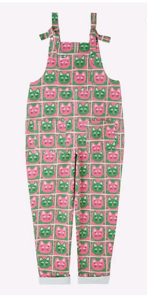 BNWT RARE Lucy & Yak Limited Edition Original Dungarees In Cat Print UK10 REG
