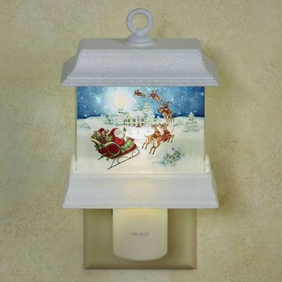 Ganz Christmas Santa Claus in Sleigh Shimmer Lantern LED Night Light