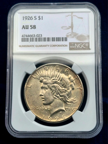 1926 S Silver Peace Dollar $1 Coin San Francisco Mint NGC AU58 Beautiful Toning