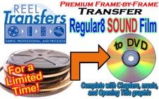 REGULAR 8mm SOUND film transfer to DVD  Frame-by-Frame, Great Quality 