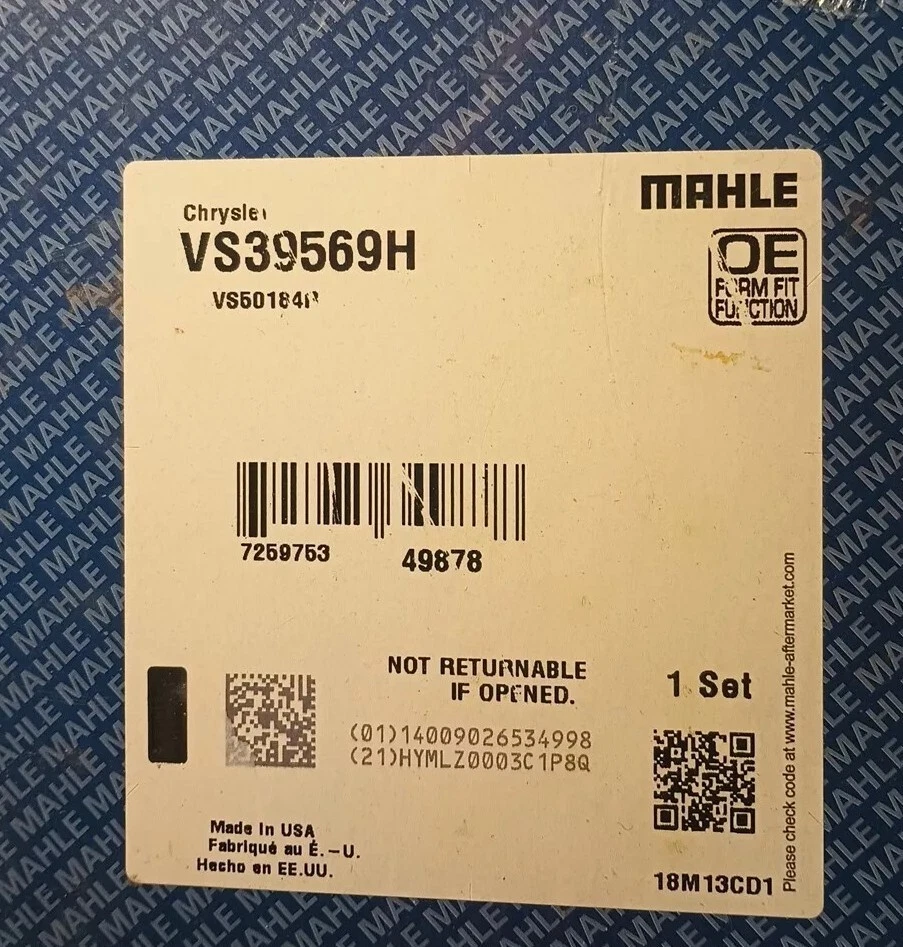 Juego de juntas de cubierta de válvula Mopar/Dodge MAHLE original VS39569H válvula de motor sellada Foto 2 de 2