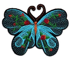 blue Butterfly Embroidered 3.2"X2.5" Patch Sew Iron On Colorful 2918