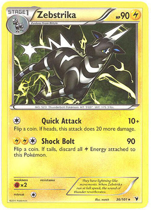 3 x Pokemon Card - Noble Victories 36/101 - ZEBSTRIKA (rare