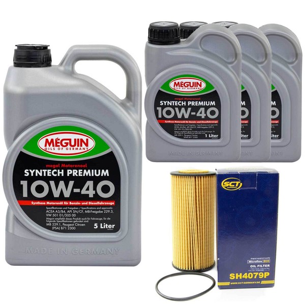 MotoröL Set Syntech 10W-40 Meguin 8 Liter + ÖLfilter FüR Audi A6 Avant S6 Plus-image