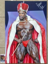 RONNIE COLEMAN SIGNED 24X36 CANVAS WOOD FRAME 8X MR OLYMPIA THE KING JSA COA A