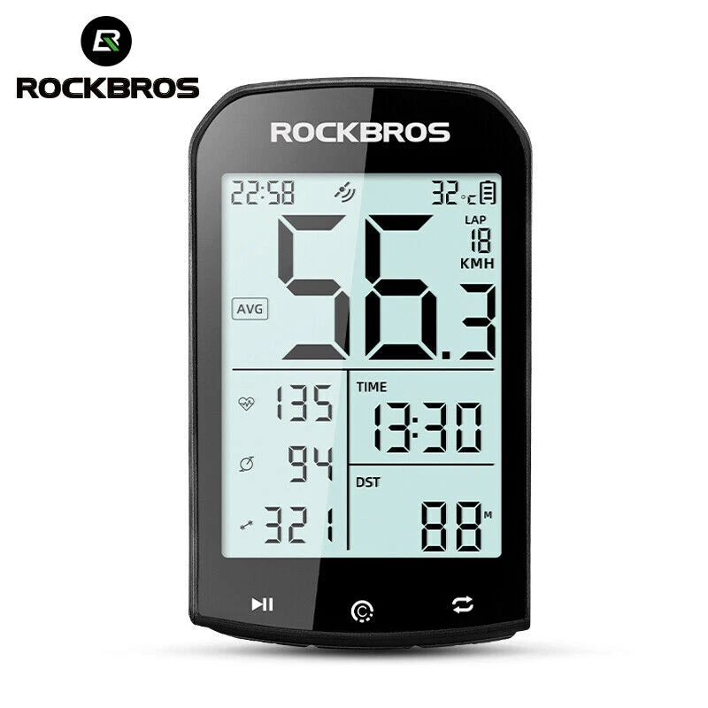 ROCKBROS Bike Wireless Computer GPS Heart Rate Monitor ANT+ Smart Speedometer - Image 2 of 4