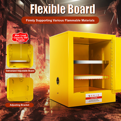 4 Gallon Fireproof Safety Storage Welded Cabinet Bin Flammable Liquid Storage
