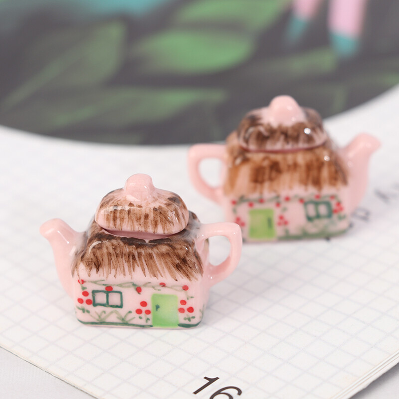 Lovely 1/12 Miniature Porcelain Cup Water Kettle Tableware for Dollhouse Accessories Ki*a5