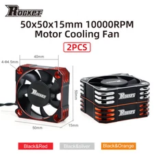 2PCS Rocket 50mm Metal Cooling Fan 8.5V 10000RPM for 1/8 1/5 1/6 RC Car Motor US