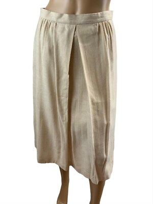 Deborah Draffan Womens A-Line Midi Skirt Size 6 Beige Silk Blend Coastal Vintage