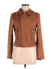 Shinestar Women Brown Faux Leather Jacket M