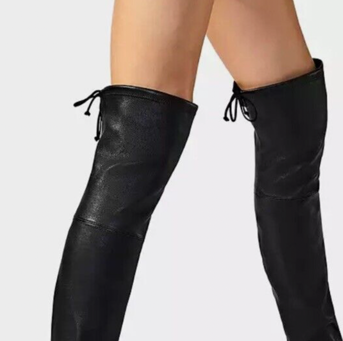 Stuart Weitzman Lowland Ultra Lift Black Over the Knee Leather