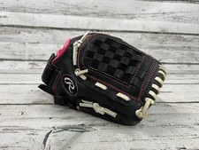 Rawlings WFP115 Girls Fastpitch Softball Leather Black Pink Mitt Glove 11.5 Inch