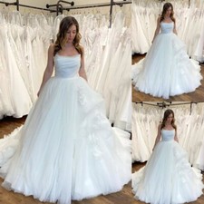 White Ivory Elegant Wedding Dresses Sleeveless Lace Appliques Bridal Gowns