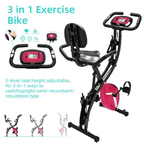 Foldable 3 in 1 Upright Exercise Bike Workout Indoor Cycling Home Use Fitness