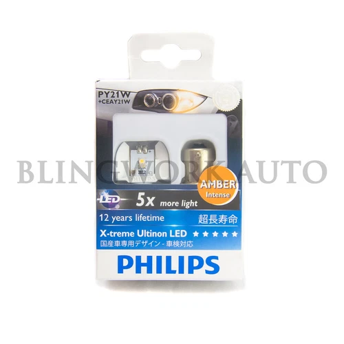 PHILIPS Resistors + S25 BAU15S PY21W X-treme Ultinon LED Amber Indicator Light